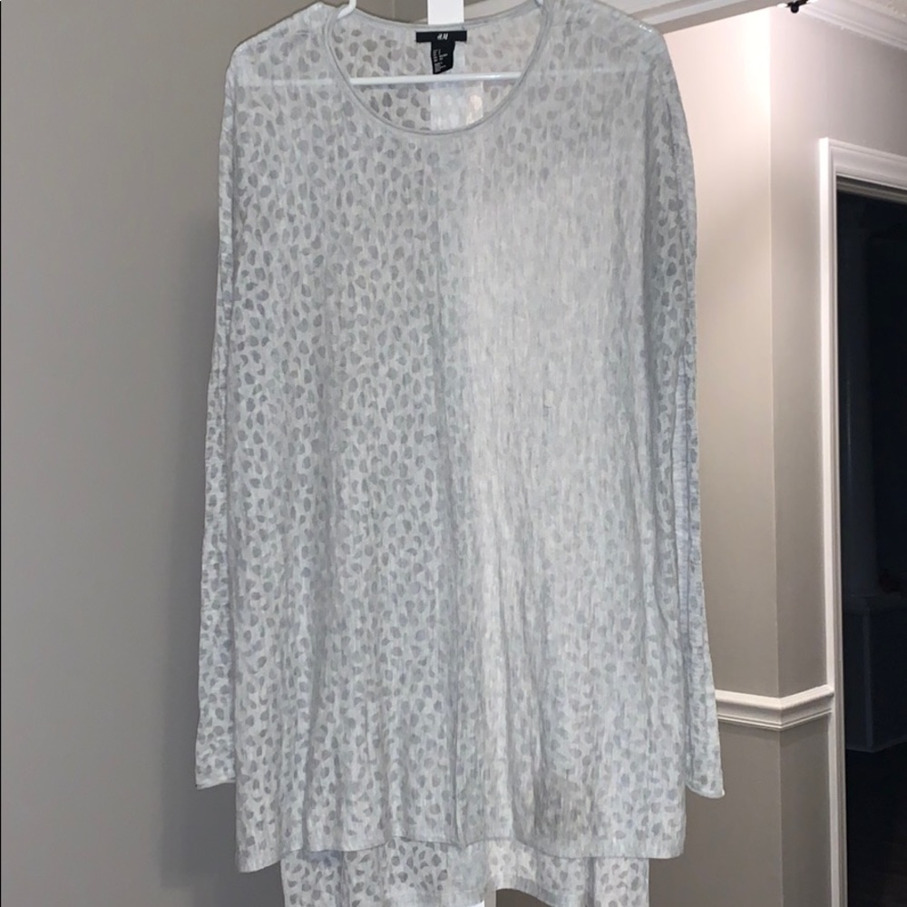 H&M grey cheetah sheer tunic